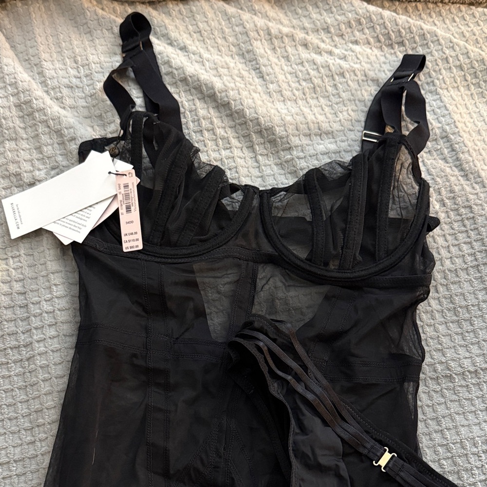 Bluebella Nordstrom Black Mesh Lingerie Set- 34DD 10 NWT - Picture 4 of 14